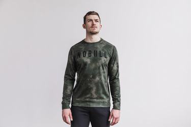 Nobull Crew Tie-Dye Men's Sweatshirts Green | Australia (MD7584)